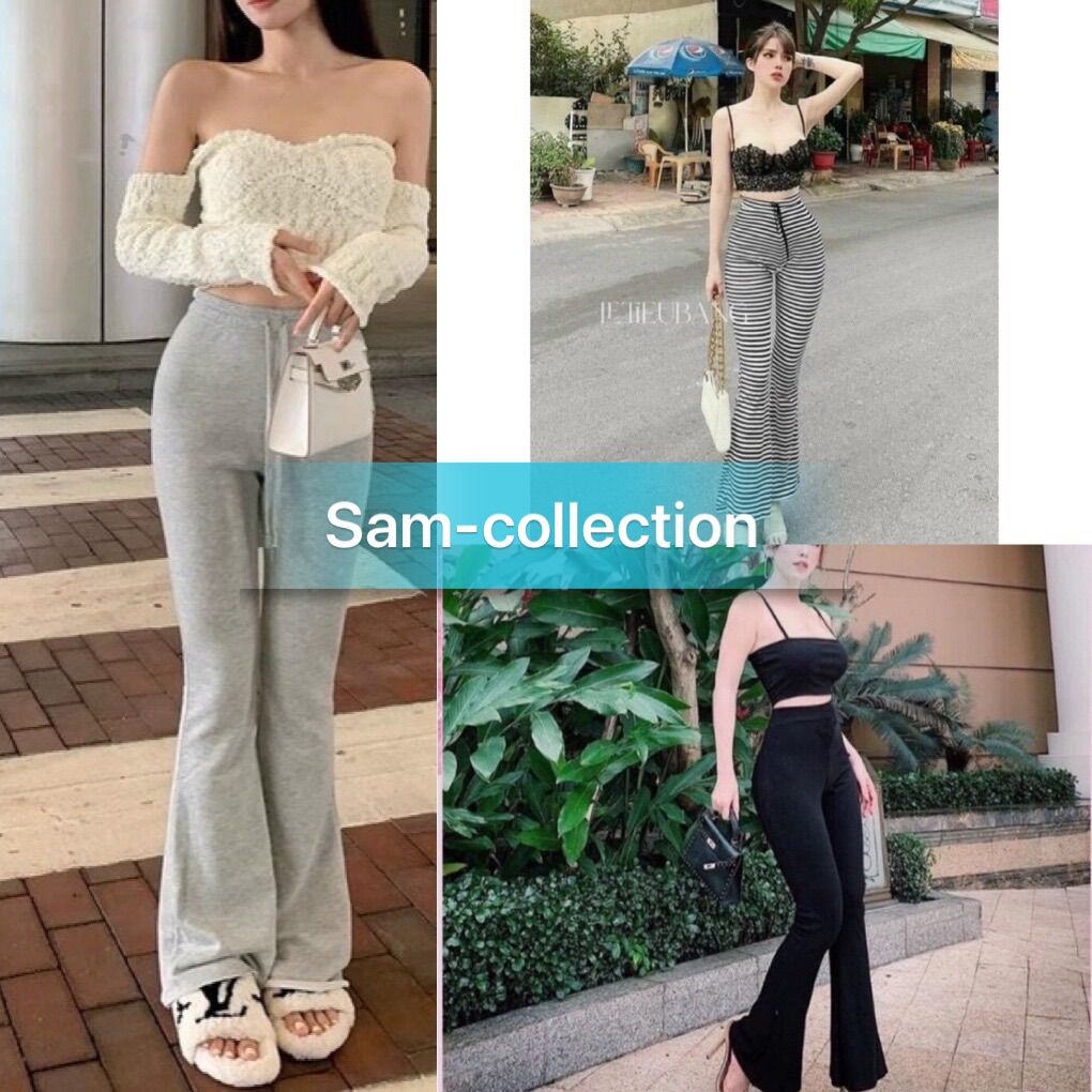 Quần ống loe cạp chun chất zip co giãn siêu tốt Sam-collection