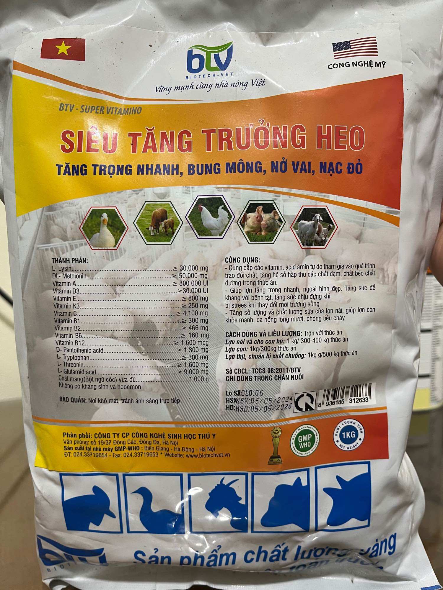 Vỗ béo heo - 1 kg ( bung mông ,nở vai,tăng trọng nhanh)