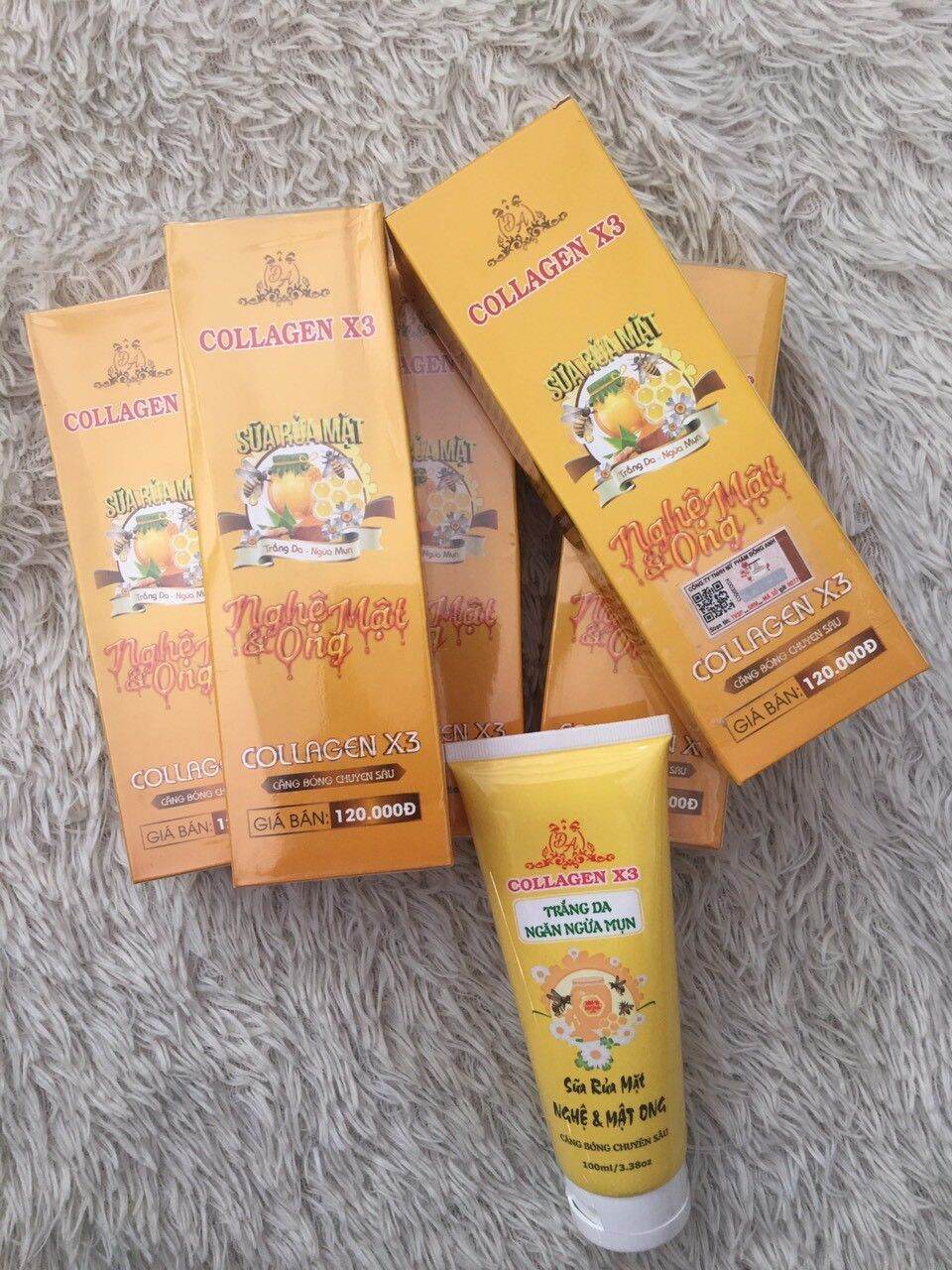 Sữa rửa mặt trắng da collagen X3