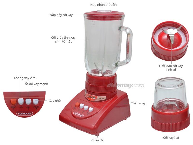 Máy xay sinh tố sunhouse SHD5115 đỏ