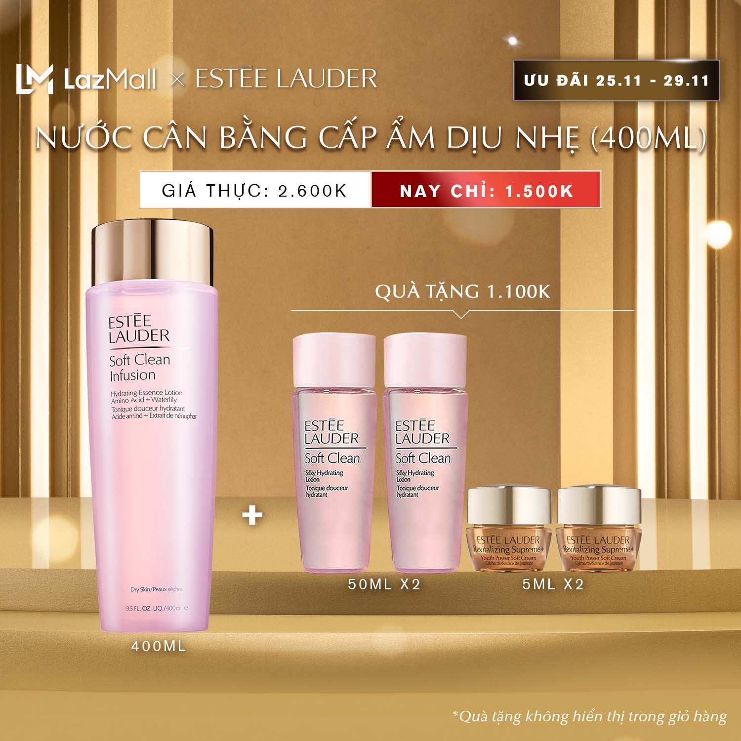 Nước cân bằng cấp ẩm Estee Lauder Soft Clean Infusion Hydrating Essence Lotion with Amino Acid + Wat