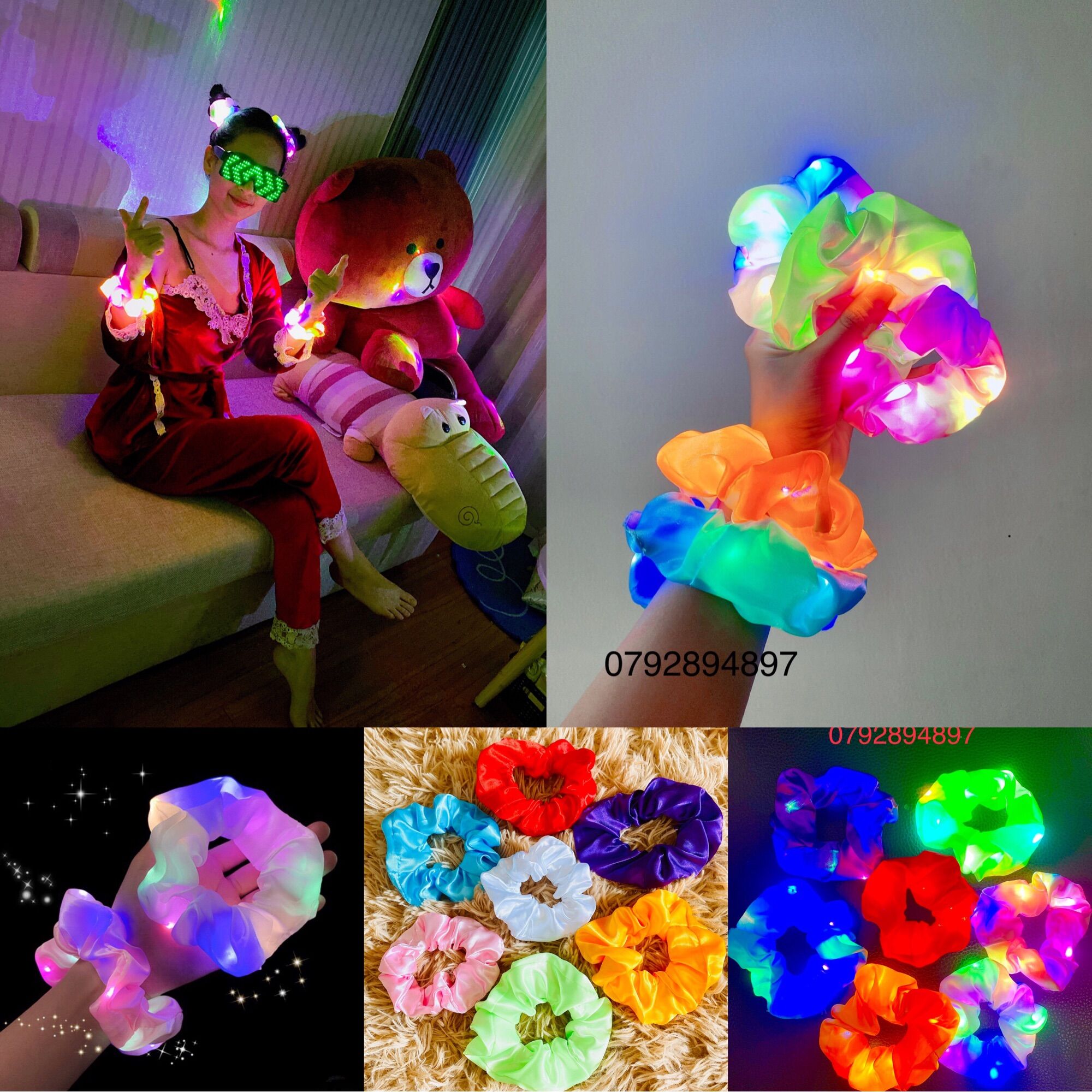 Cột tóc vòng led nháy nhiều màu nhiều chế độ chớp