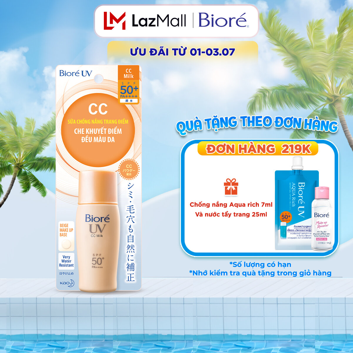 Sữa Chống Nắng CC - Che Khuyết Điểm & Đều Màu Da Biore 30ml (Bao bì thay đổi theo từng đợt nhập hàng)