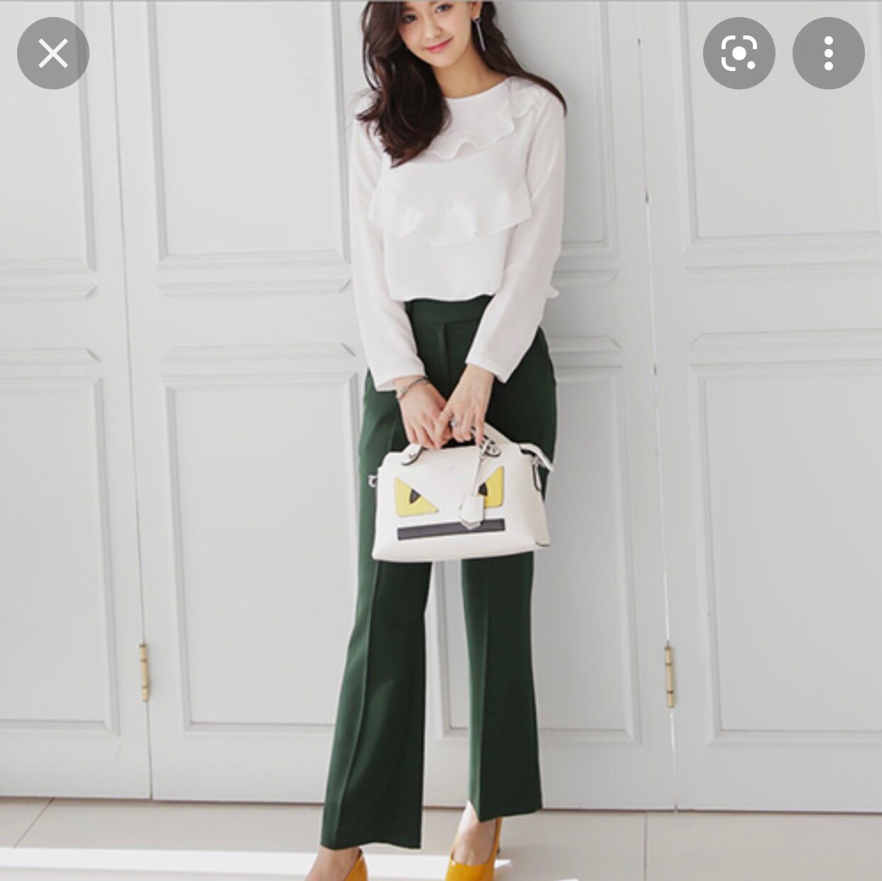 Quần tây loe xanh rêu