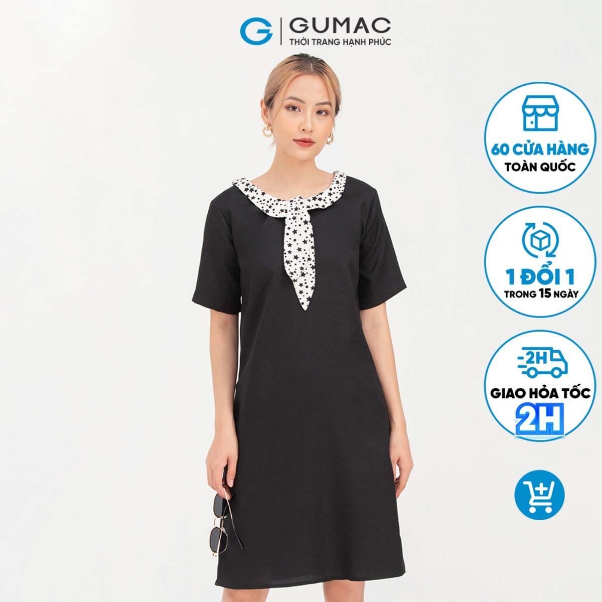 Đầm nữ  suông phối cổ DB757 mẫu mới GUMAC