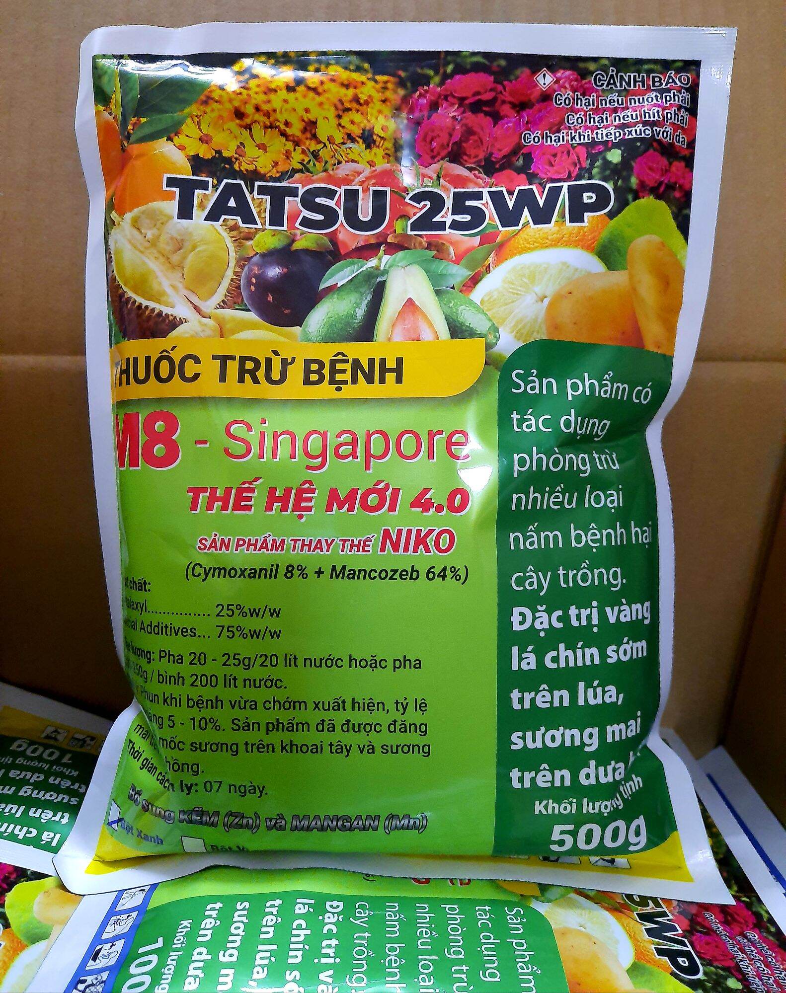Thuốc trừ nấm bệnh tatsu 25wp hoạt chất metalaxyl 25% gói 500g