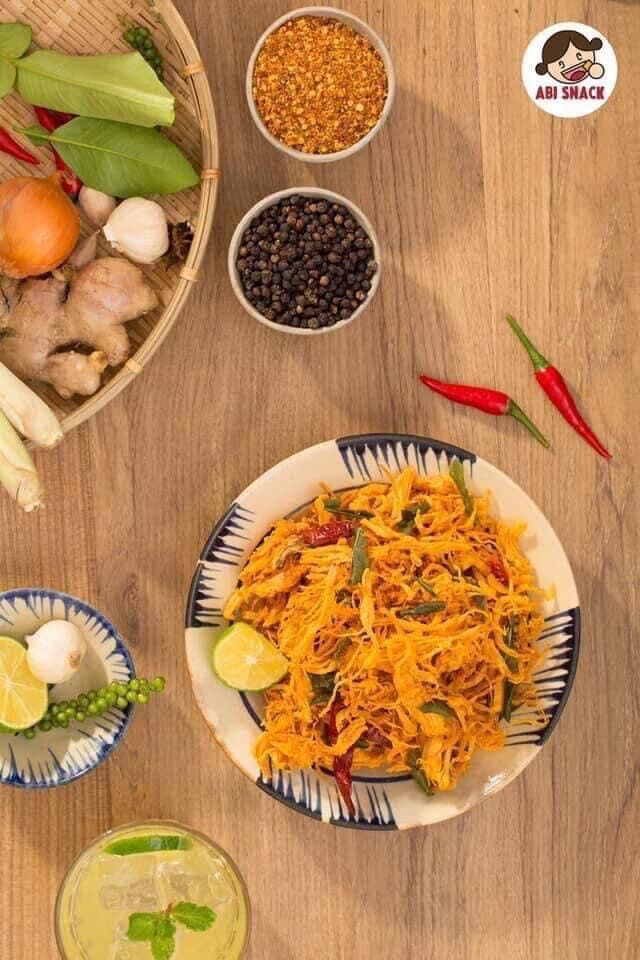 Khô gà cay bơ tỏi xé sợi Abi