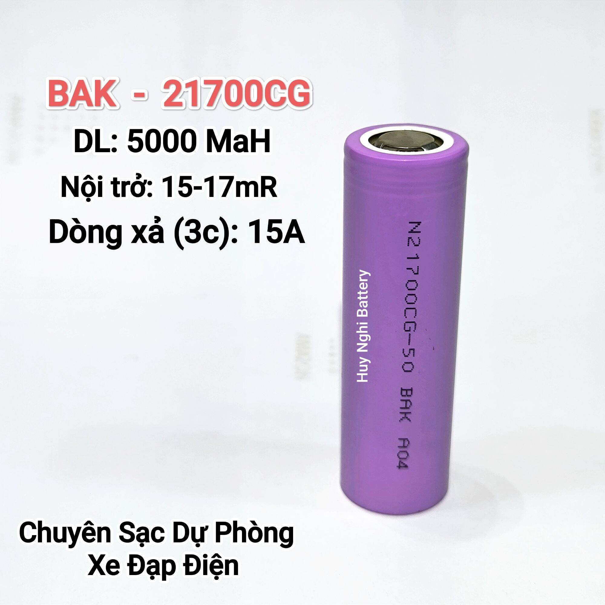 Pin bak 21700 mới : dung lượng 5000mah / xả max 15a