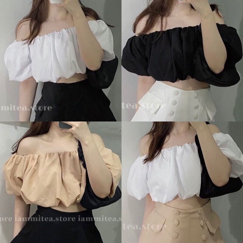 Áo bet vai bí phồng croptop siêu cưng