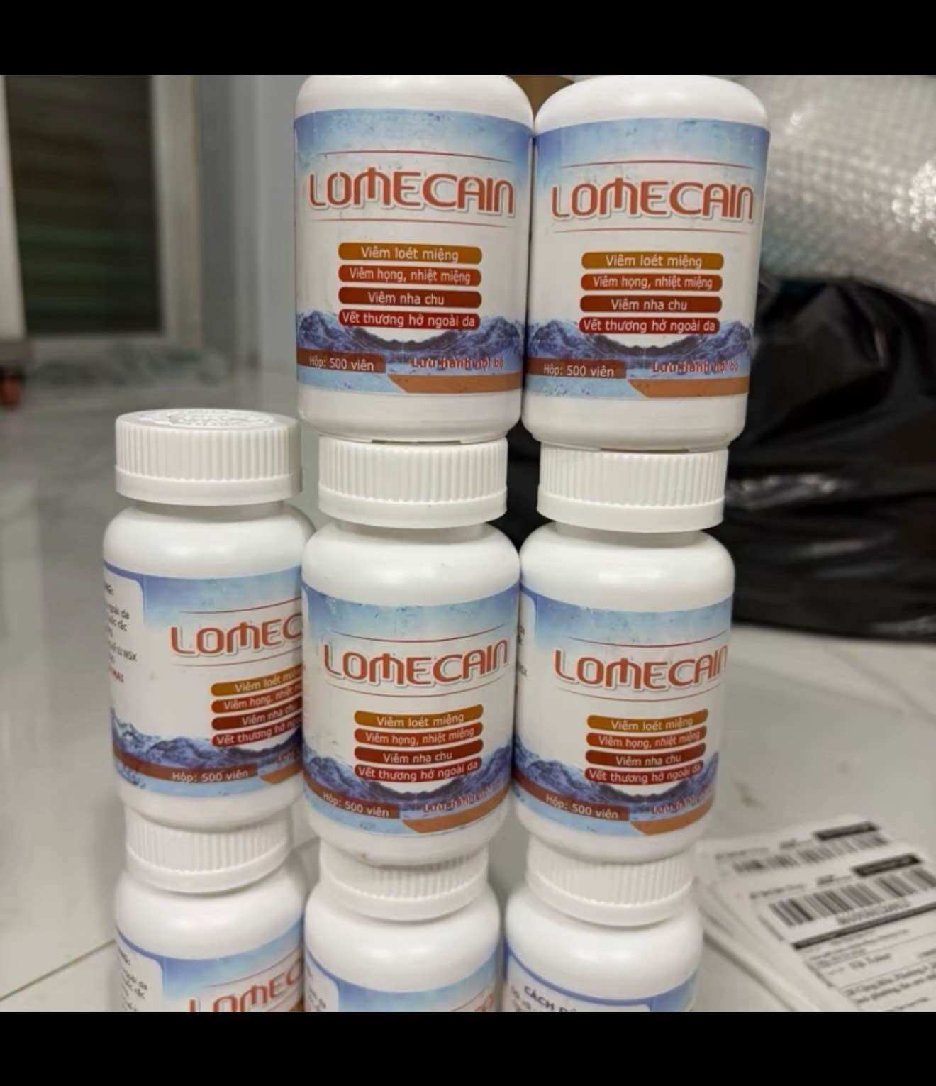 Lomecain viên uống nhiệt miệng chai 500 viên mẫu mới 2026-Chai trần không vỏ hộp-Nhận hàng như hình shop chụp ạ