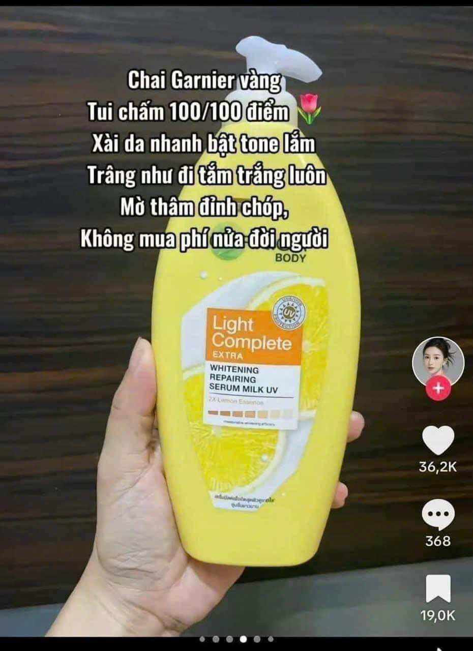 Set 2 chai sữa dưỡng thể Garnier thái lan