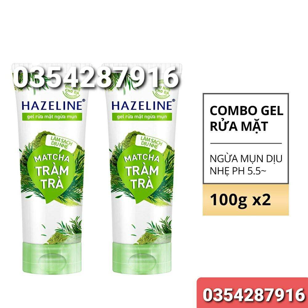 (Combo 2 Tuýp) Sữa rửa mặt HAZELINE 100g Matcha & Tràm trà