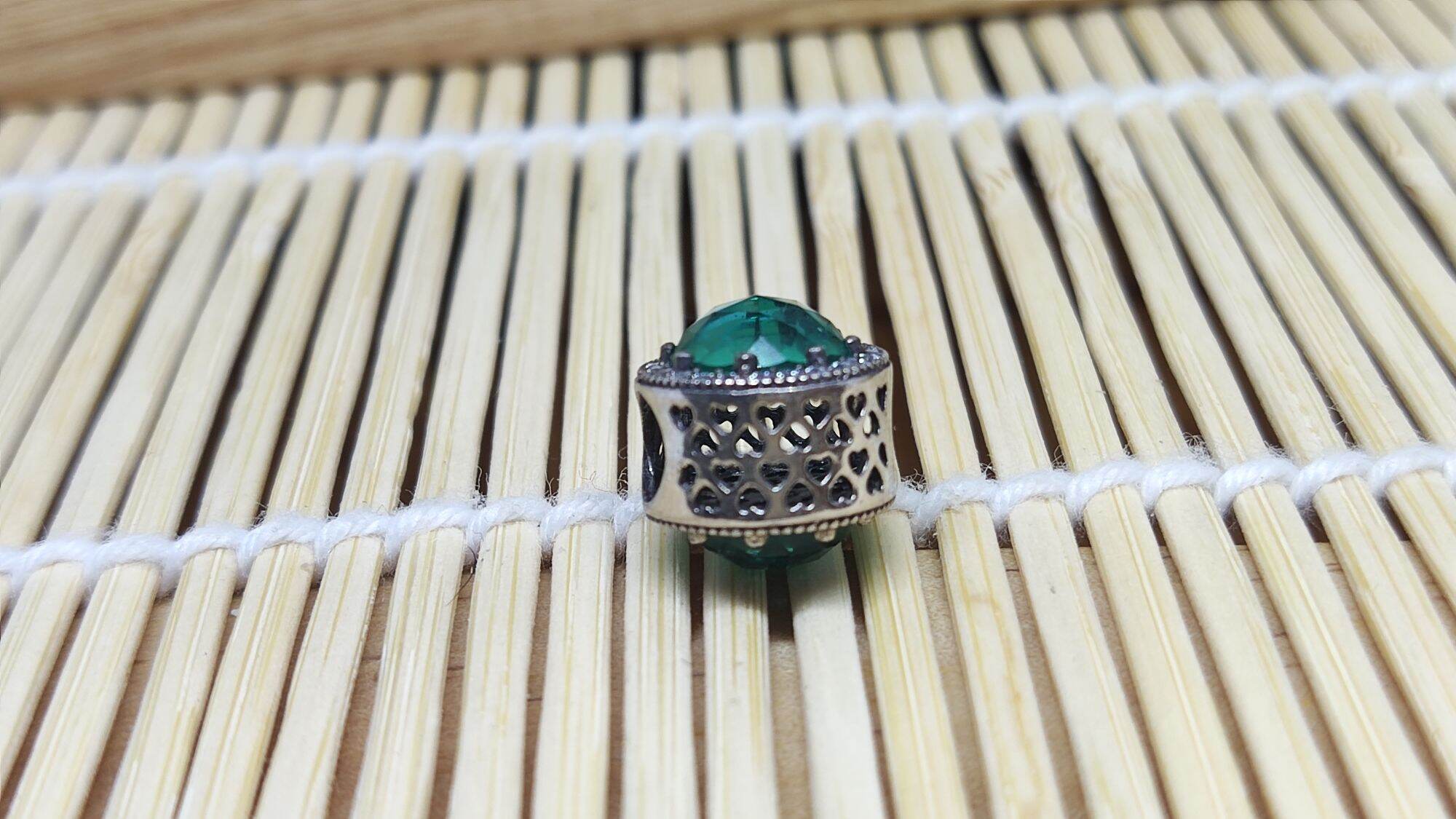 GauBee Charm bạc 925 radiant xanh ngọc