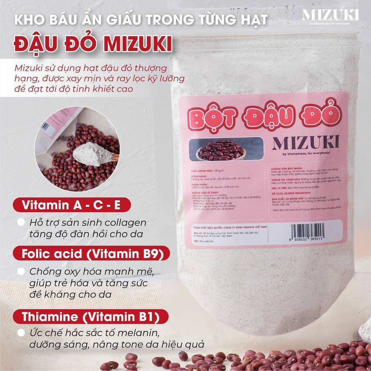 Bột đậu đỏ ủ trắng Mizuki