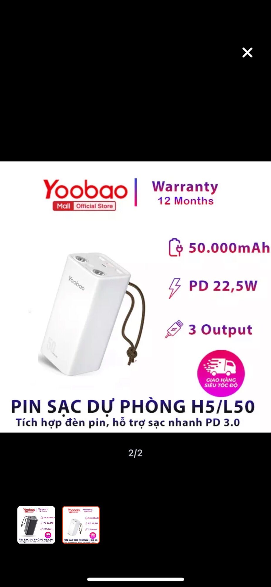 Pin sạc dự phòng Yoobao 50,000 mAH