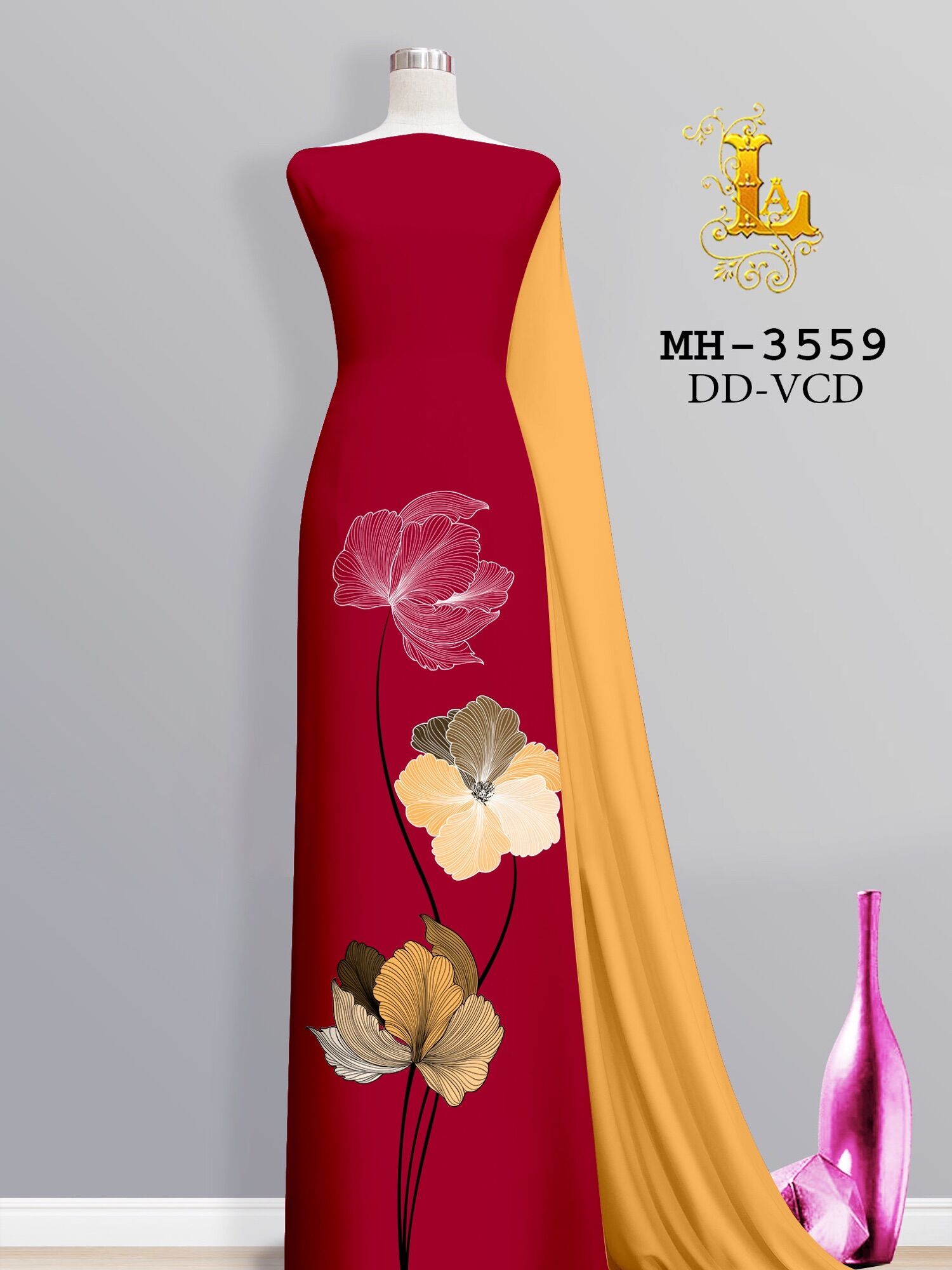 Vải áo dài in hoa đơn giản