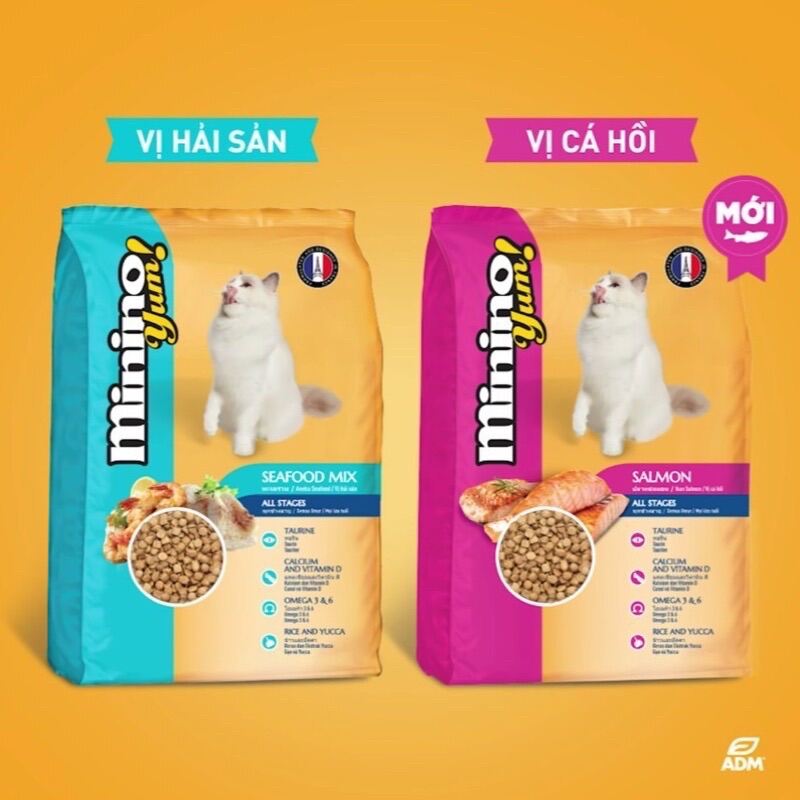 😺 Thức ăn hạt khô MININO YUM cho mèo - túi 1,3 và 1,5kg 😺
