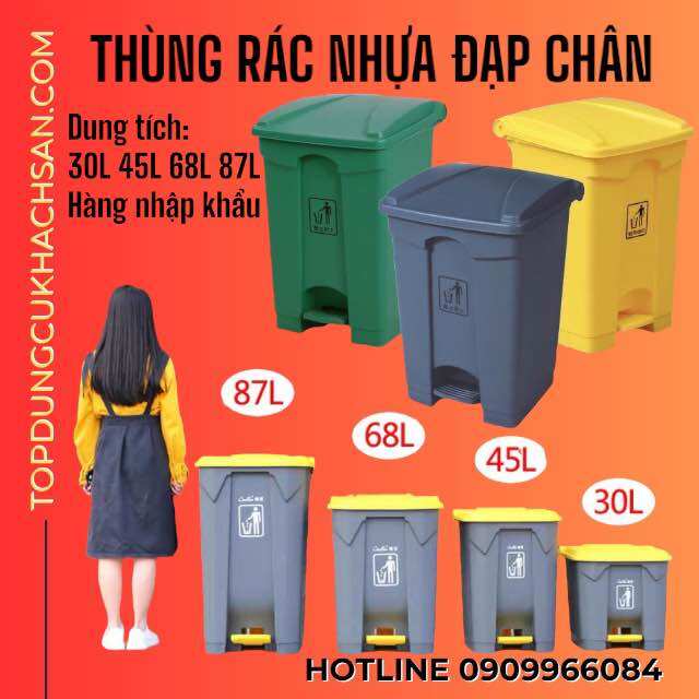 Thùng rác nhựa đạp chân Baiyun 45L