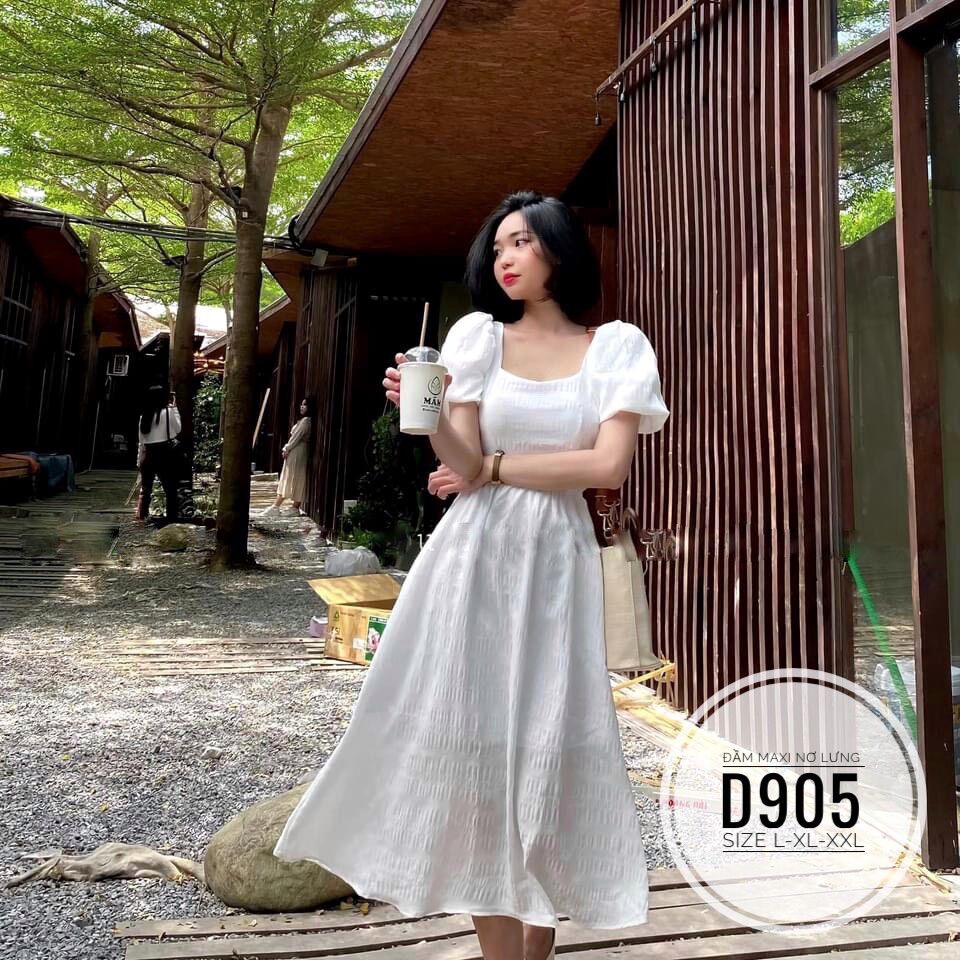 60-90kg BIGSIZE ĐẦM MAXI THẮT NƠ LƯNG D905