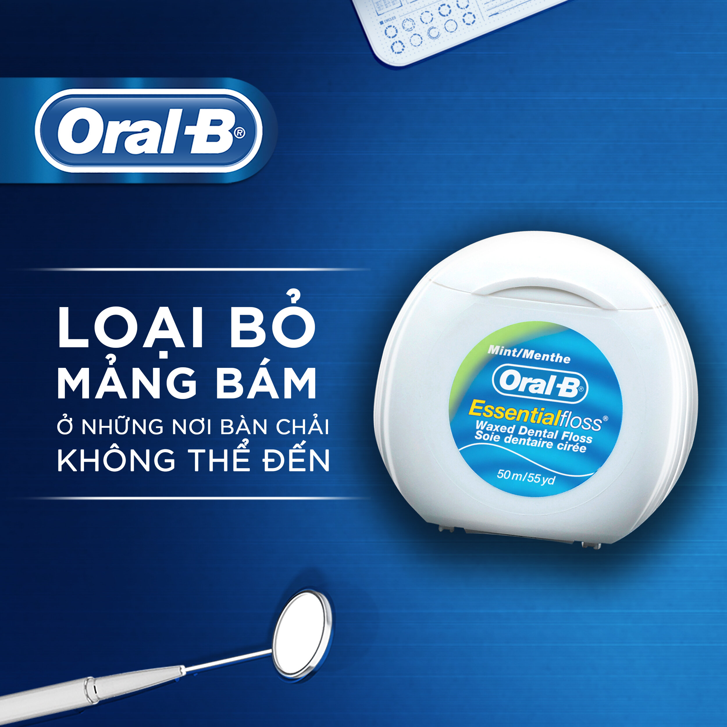 Combo 2 Chỉ Nha Khoa ORAL-B Essential Floss Bạc Hà Hộp 50M