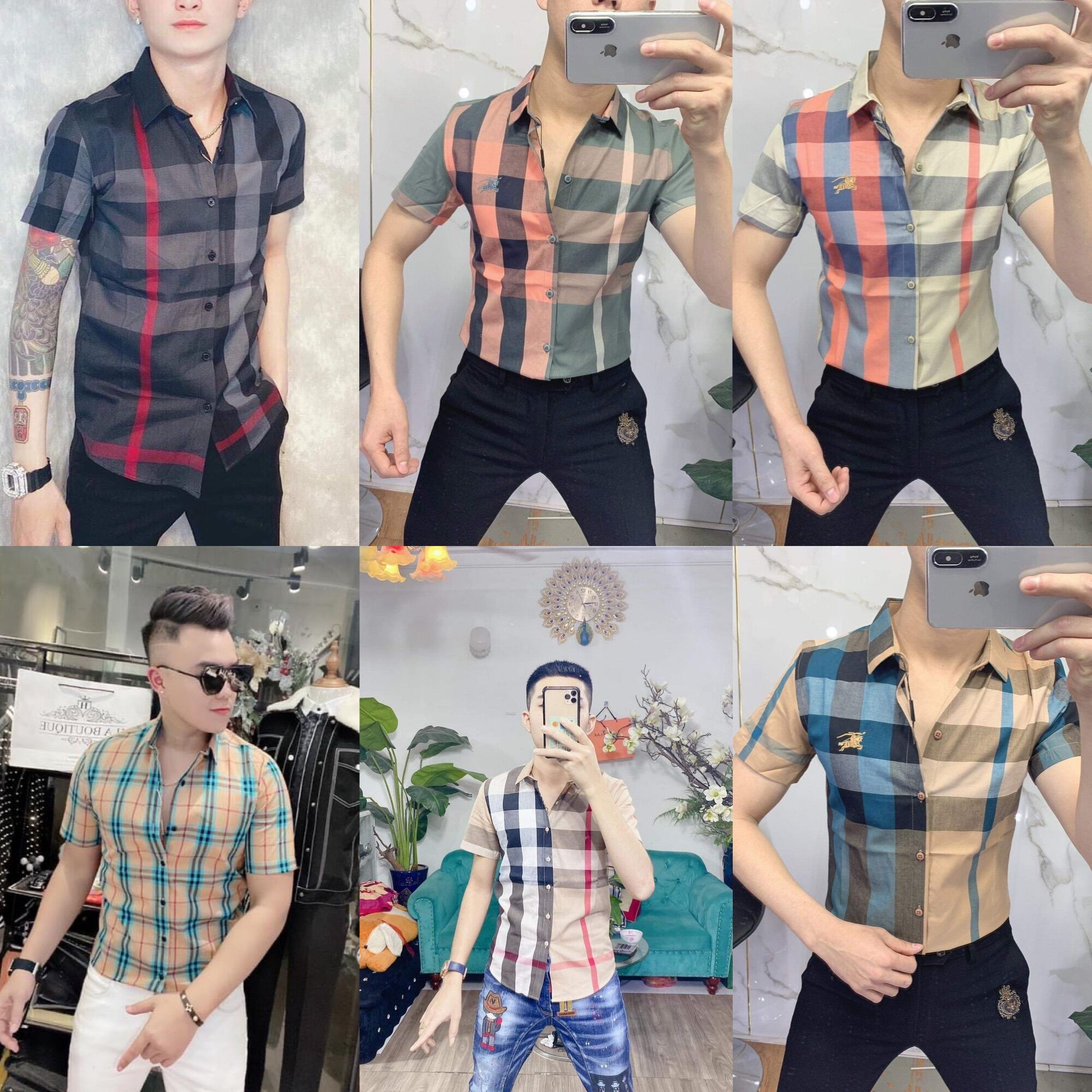 Áo sơ mi cộc kẻ bbr hàng super