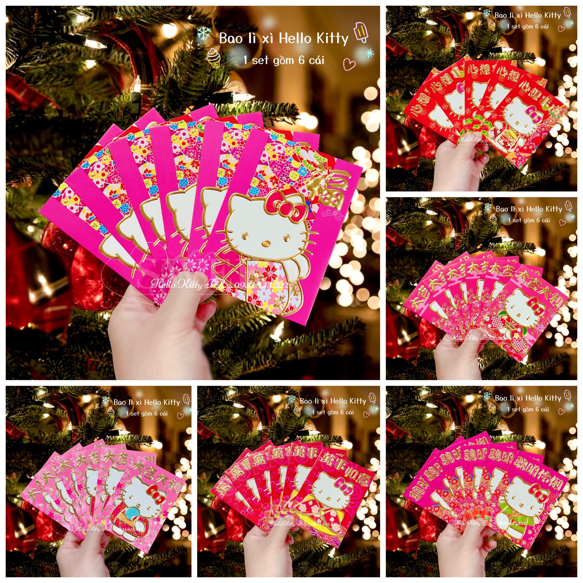 Set 6 bao lì xì Hello Kitty