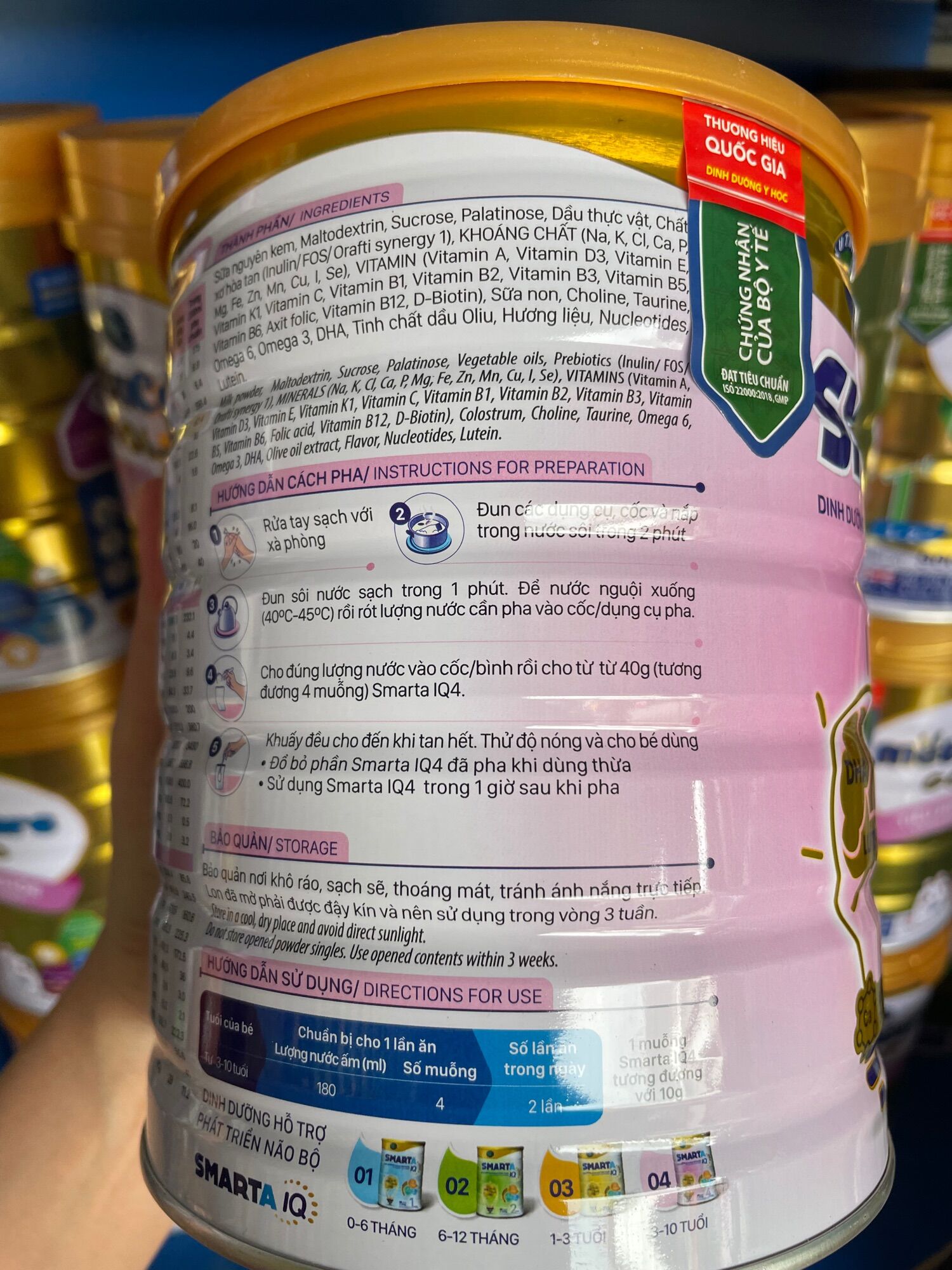 (COMBO 4 LON) Sữa SMARTA IQ 4 900G DATE MỚI