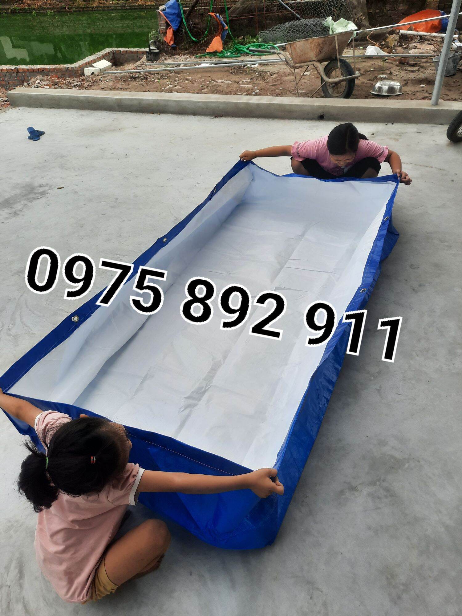 Bể bạt nuôi ốc ếch cá lươn, loại korea xanh trắng