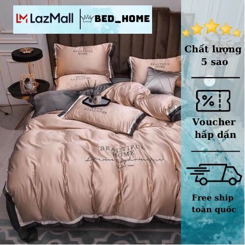 Bộ chăn ga gối lụa chăn hè beauty full 4 món 7 màu phối màu đơn sắc mẫu mới 2022