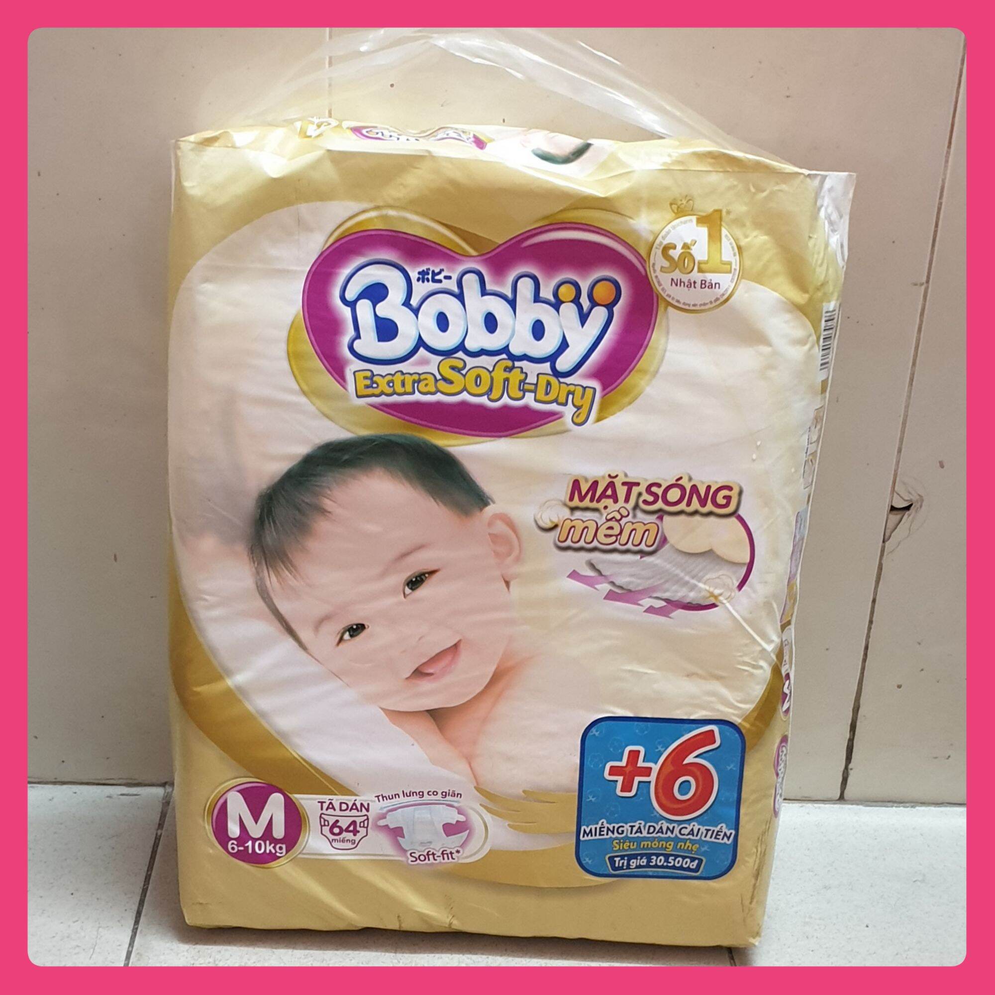 Tặng 6 miếng_tã dán bobby cao cấp size m64+6 miếng