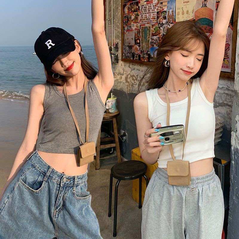 Áo croptop sát nách nữ vải thun mềm mịn