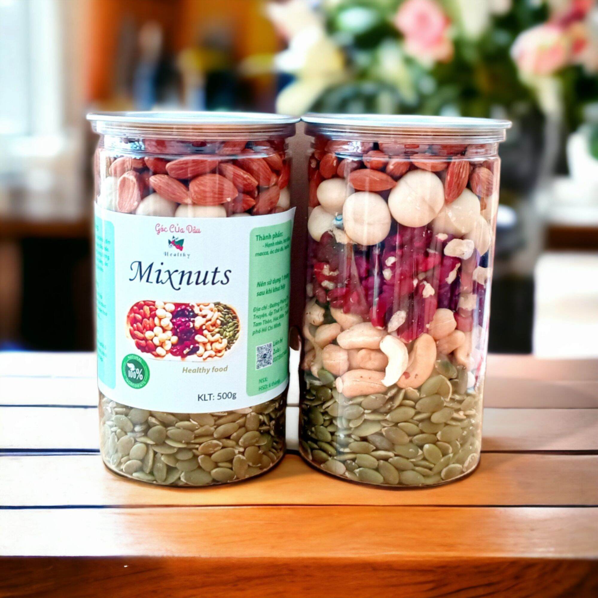Mix 5 hạt Dinh Dưỡng Không Đường (Óc chó Đỏ, Macca, bí, điều, hạnh nhân) 500g