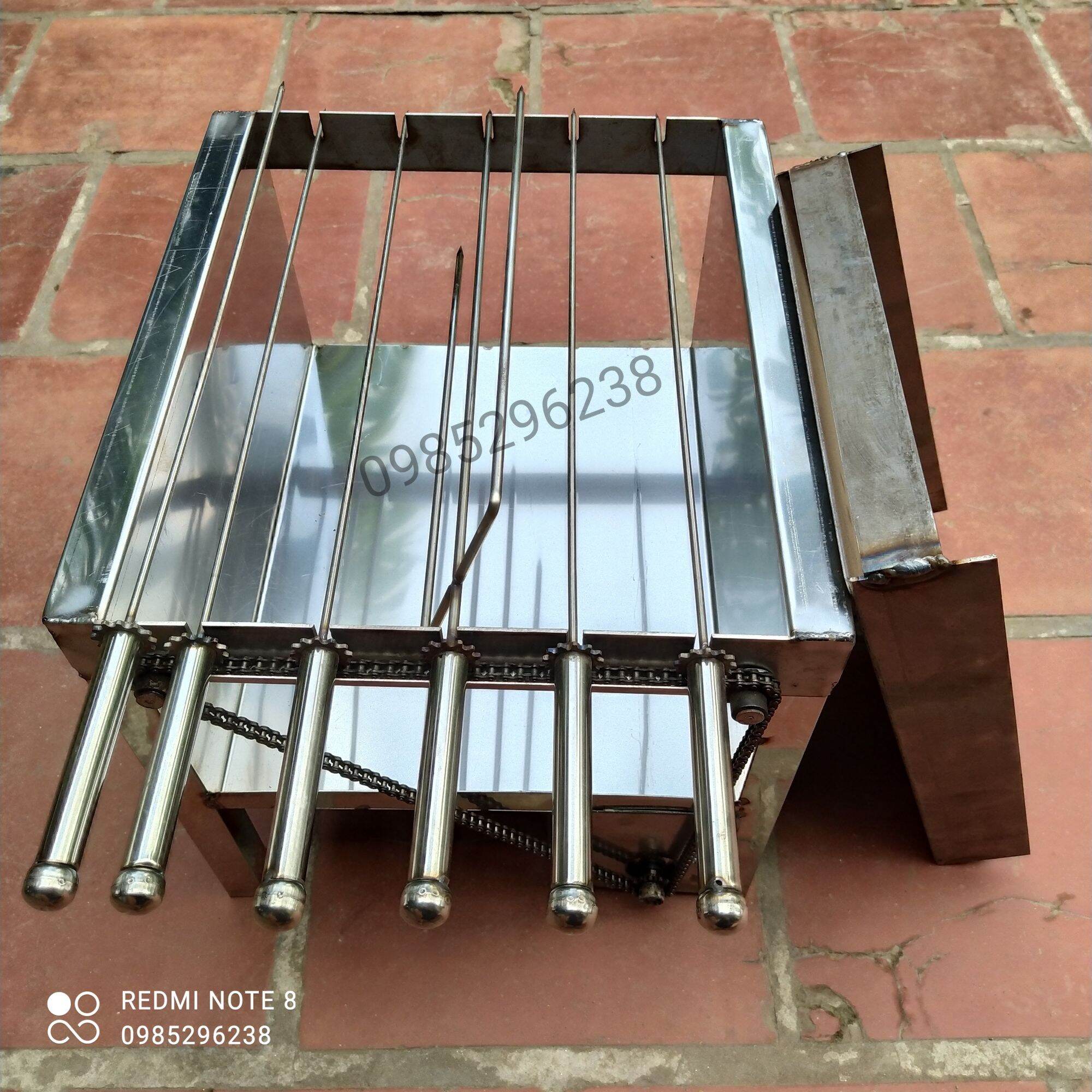 Máy nướng thịt chả mini tự động 5 xiên - Bếp nướng than, tặng kèm 5 xiên đơn và 1 xiên 3 inox