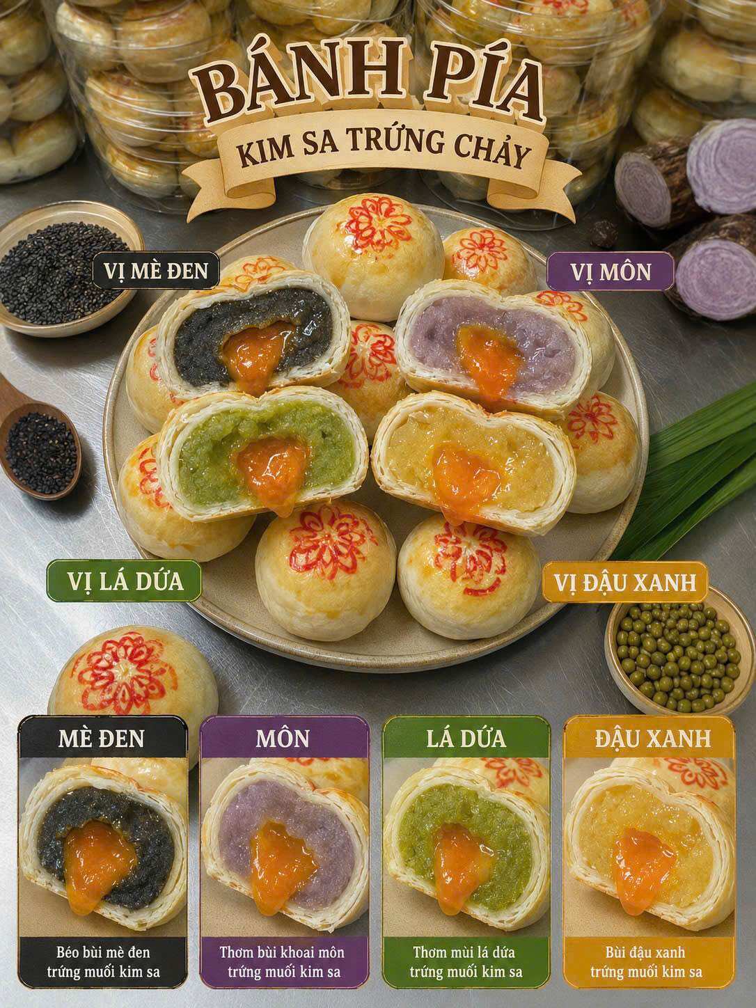 Bánh Pía Kim Sa Trứng muối mix vị tan chảy