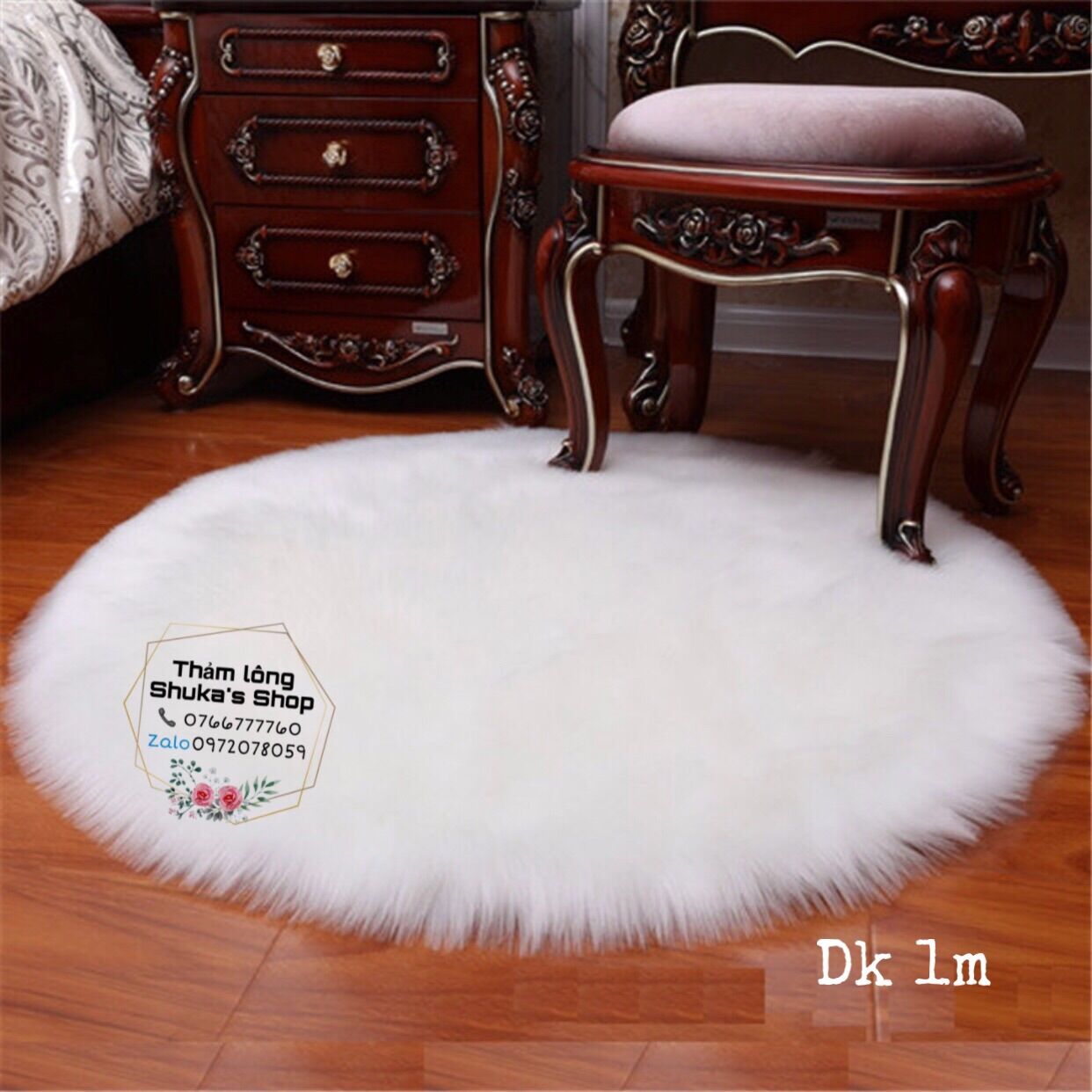 Thảm lông trải sàn cao cấp - tròn 1m