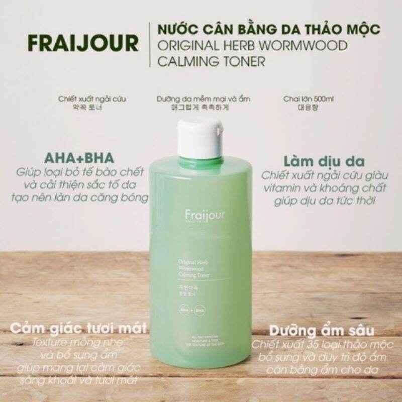 [CHÍNH HÃNG] 500ml Nước hoa hồng Thảo mộc không cồn FRAIJOUR Làm Dịu Da Cấp Ẩm Original Herb Wormwood Calming Toner