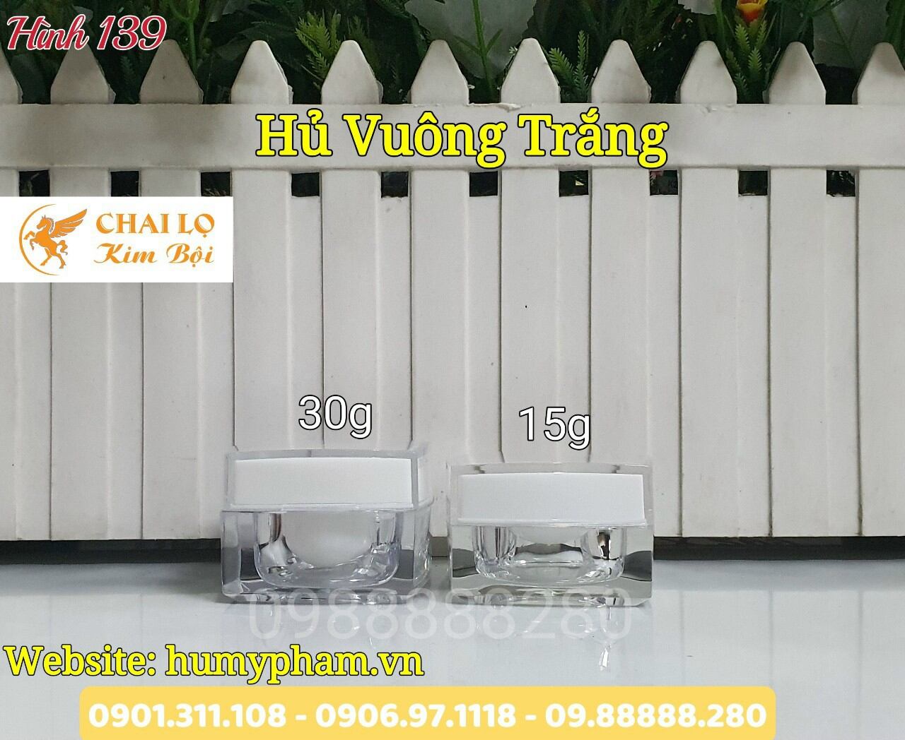 Hủ đựng kem face - hủ vuông trắng 15g & 30g