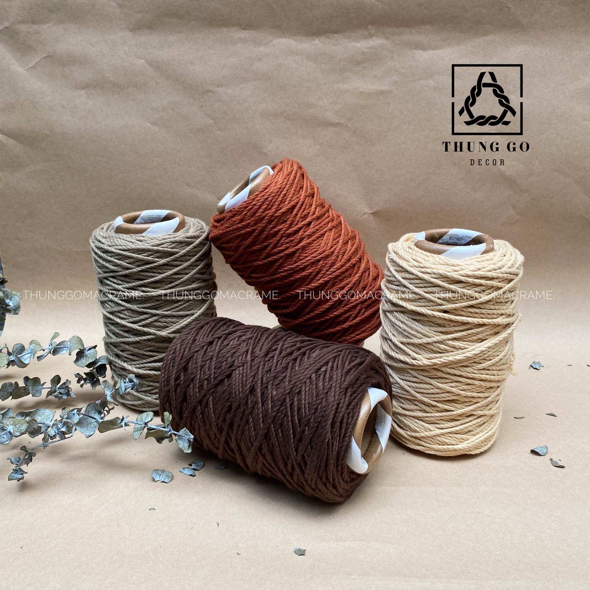 Dây thừng macrame màu NÂU SOCOLA 3mm 5mm