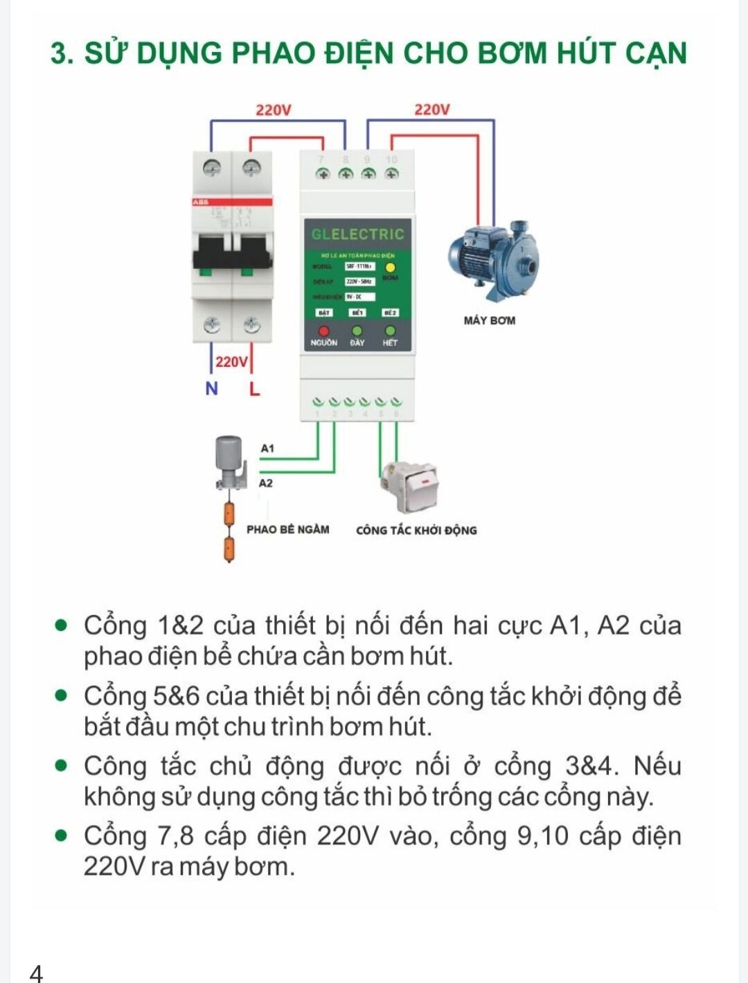 rơle an toàn cho phao điện máy bơm