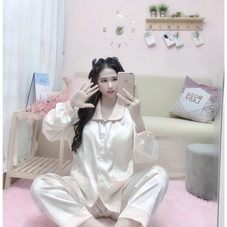 (55-75kg) Đồ Bộ Lụa Gấm Cao cấp - Tay dài quần dài