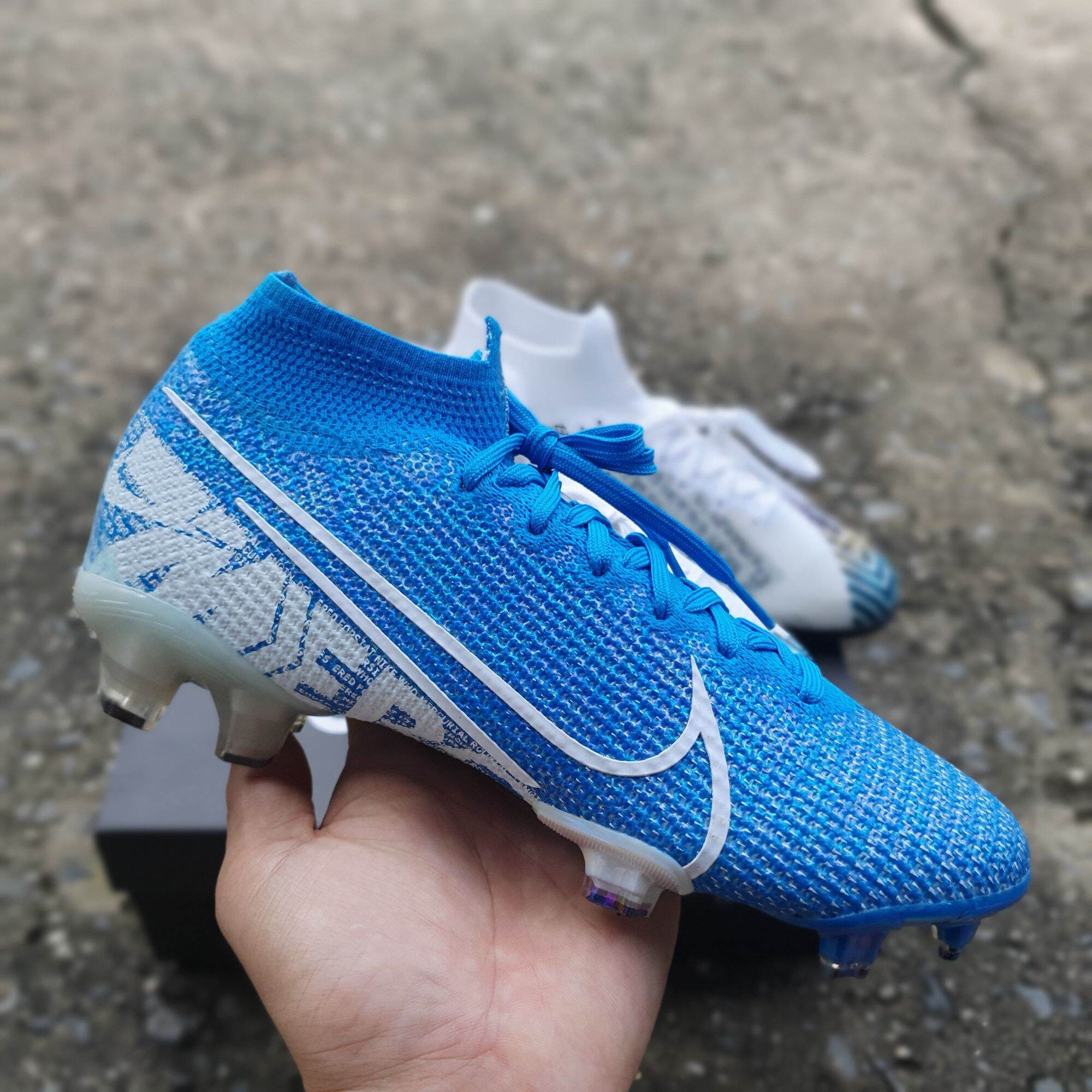 Giày bóng đá superfly 7 fg màu xanh đế titan