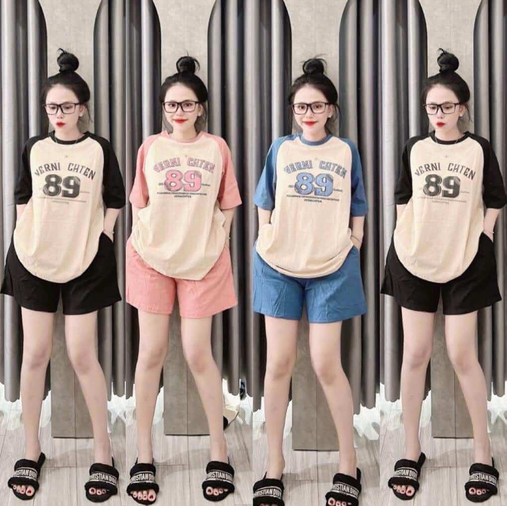Set bộ đùi chất cotton su form rộng tay lỡ - raplang 89