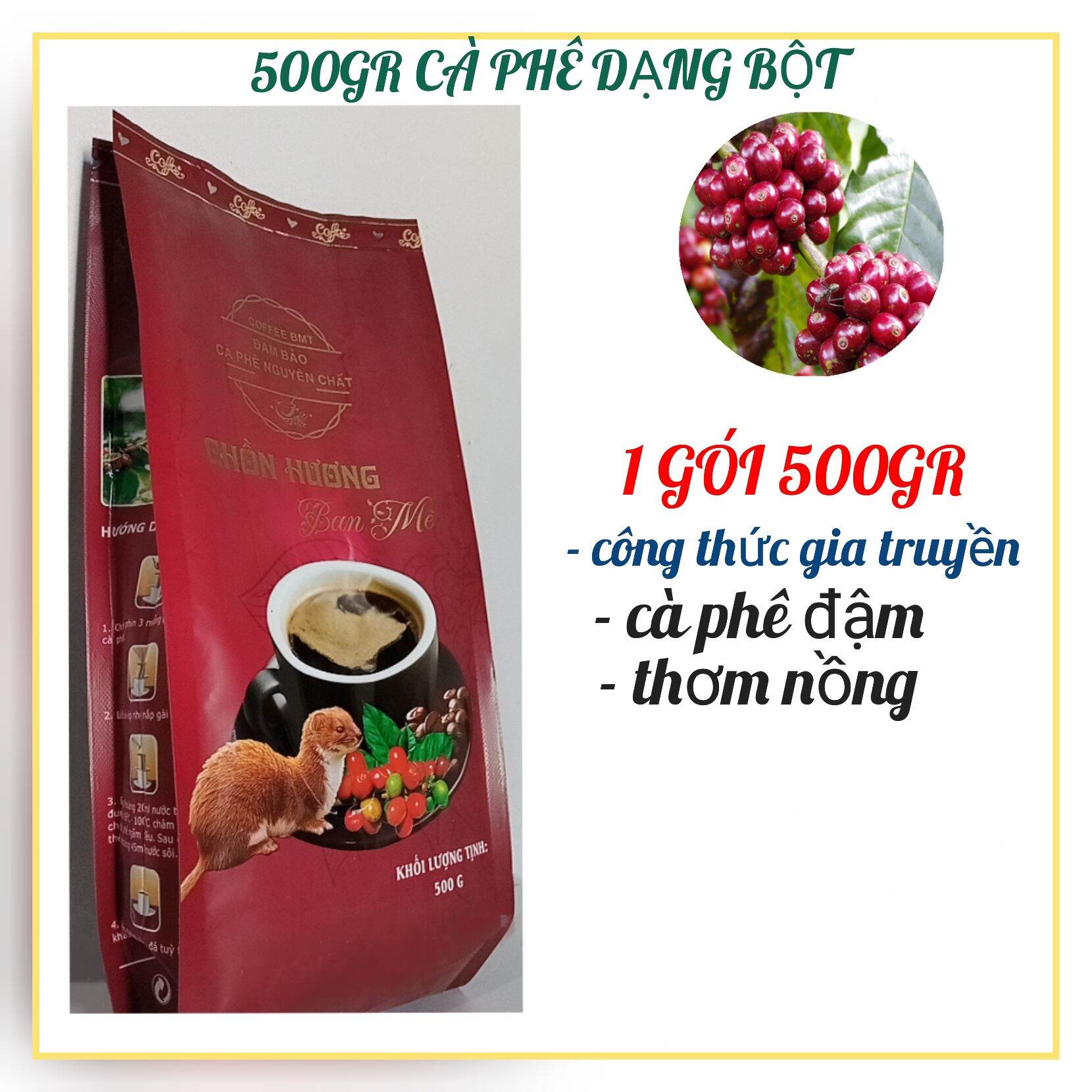 cà phê chồn hương BAN MÊ ( 1 gói 500gr) loại 1 nguyên chất 100% cao cấp thơm ngon,đặc sản cafe phố núi Tây Nguyên  _ cafe pha phin _ cà phê 3in1 _ cà phê rang mộc _ cà phê xay