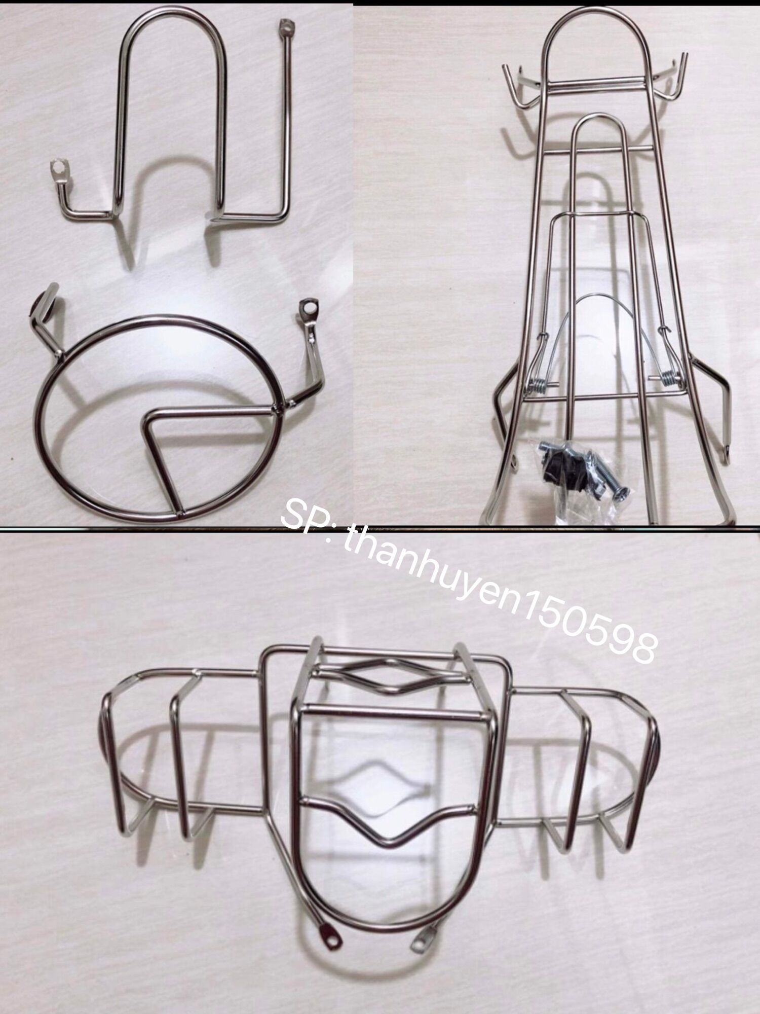 Combo 3 món baga, bảo vệ lóc máy, bảo về đèn lái sau cup 50cc inox