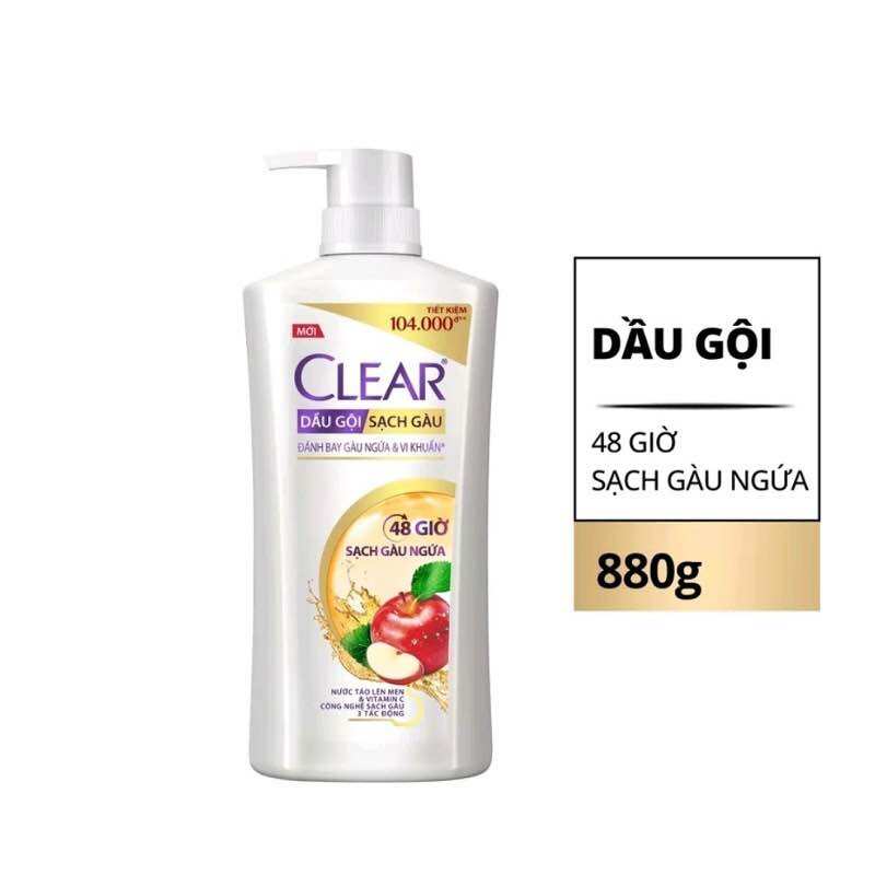 Dầu gội clear sạch gàu nước táo lên men 880g