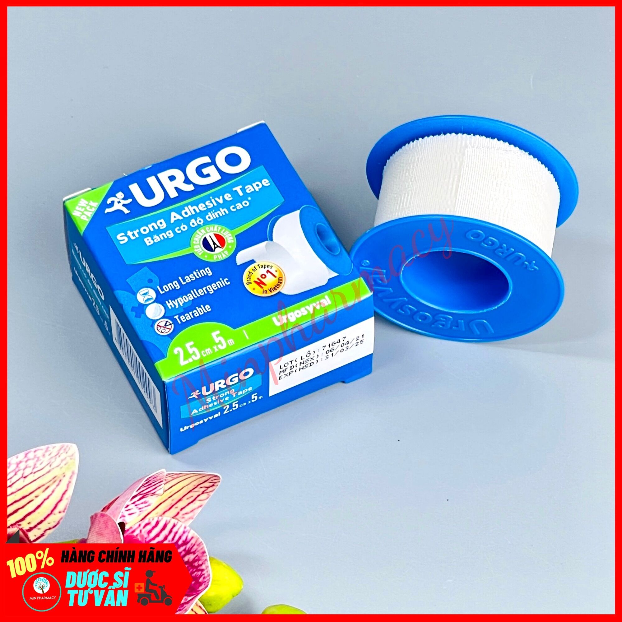 Băng keo lụa có độ dính cao Urgo Syval (2.5cm x 5m) - Minpharmacy