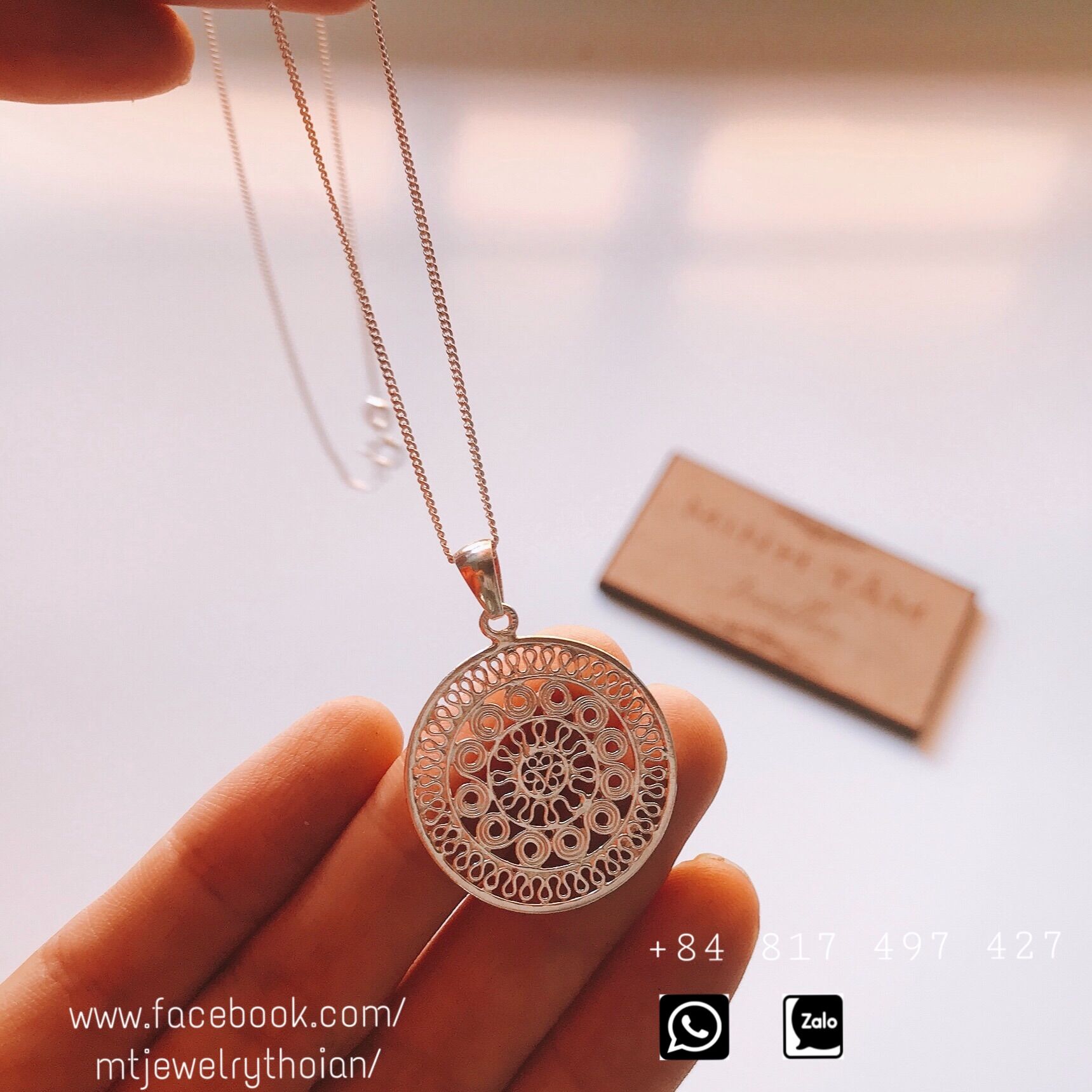 Day chuyen trong dong - drum necklace SILVER- handmade Silver