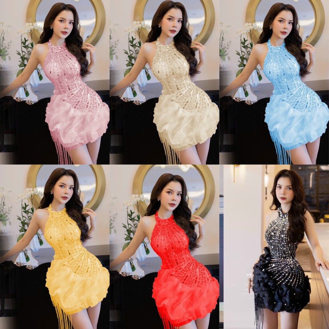 Đầm body dún bèo kết đá cao cấp