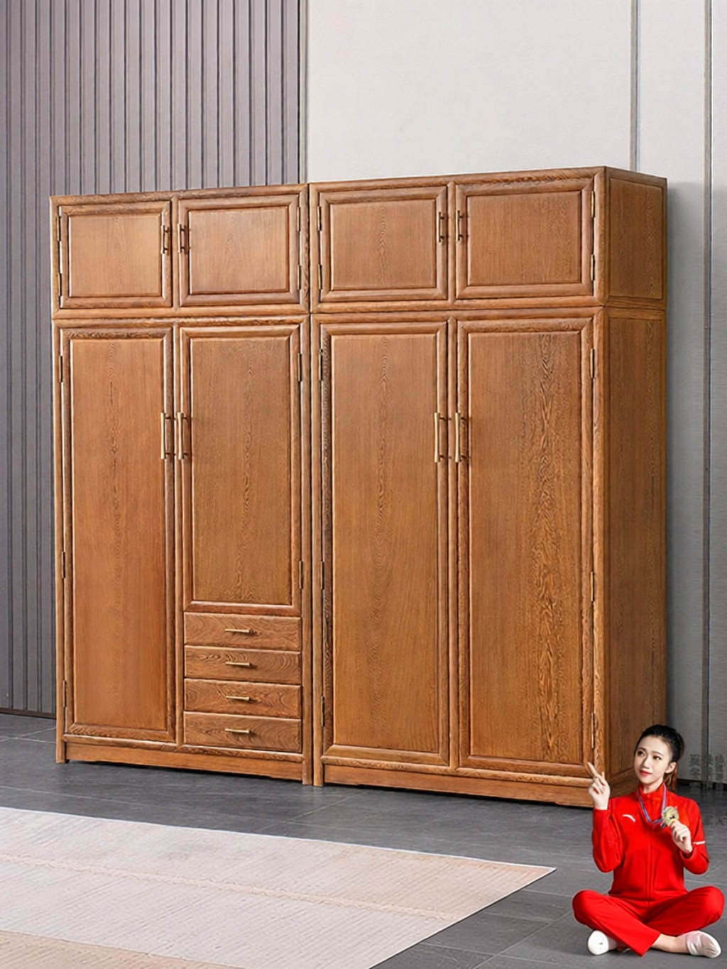 XIANMINGYUAN | Rosewood & Wenge Wood Double Door Closet Storage Giá 4,235,000 Đồng*Miễn phí vận chuyển
