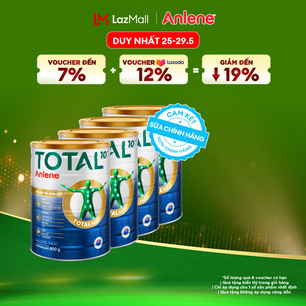 [Voucher giảm đến 26%]Combo 4 Sữa Bột Bổ Sung Dinh Dưỡng Anlene Total 10 Lon 800G